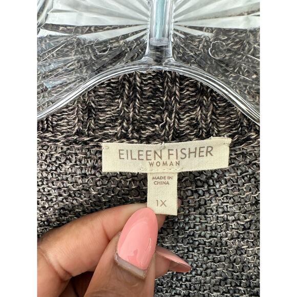 Eileen Fisher Women Plus Brown Open Relaxed Linen Knit Cardigan Size 1X - Picture 2 of 10
